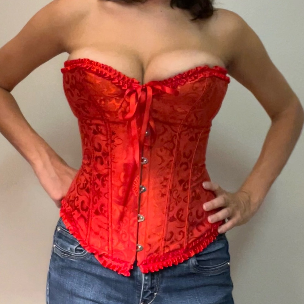 Red Corset with embroidery
